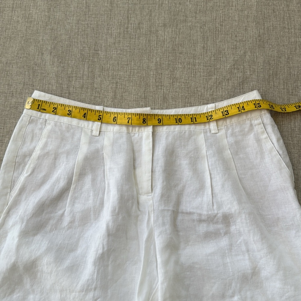 BODEN 100%‎ Linen Shorts White Folded Hem Women’s Size 4L pleated - Picture 6 of 12